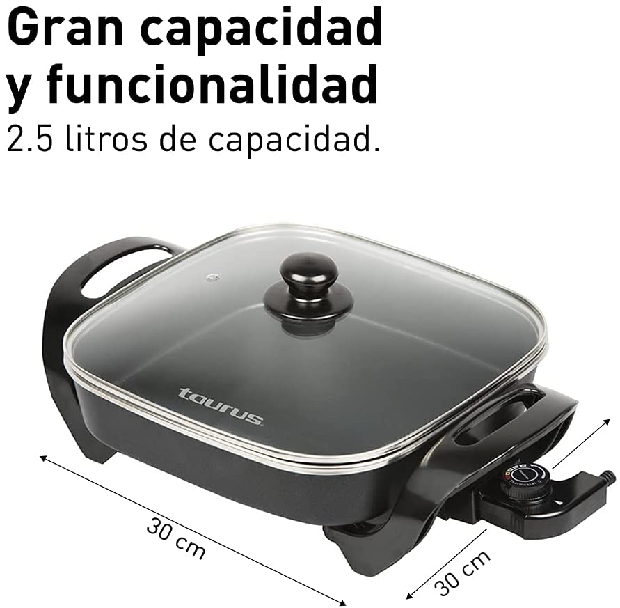 Sarten Electrico  Antiadherente 30cm Negro Taurus