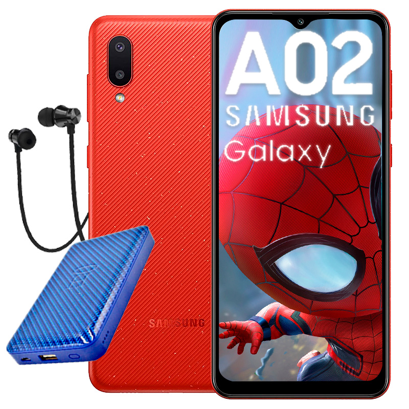 Celular Samsung Galaxy A02 64GB - Rojo + Audifonos + Power Bank