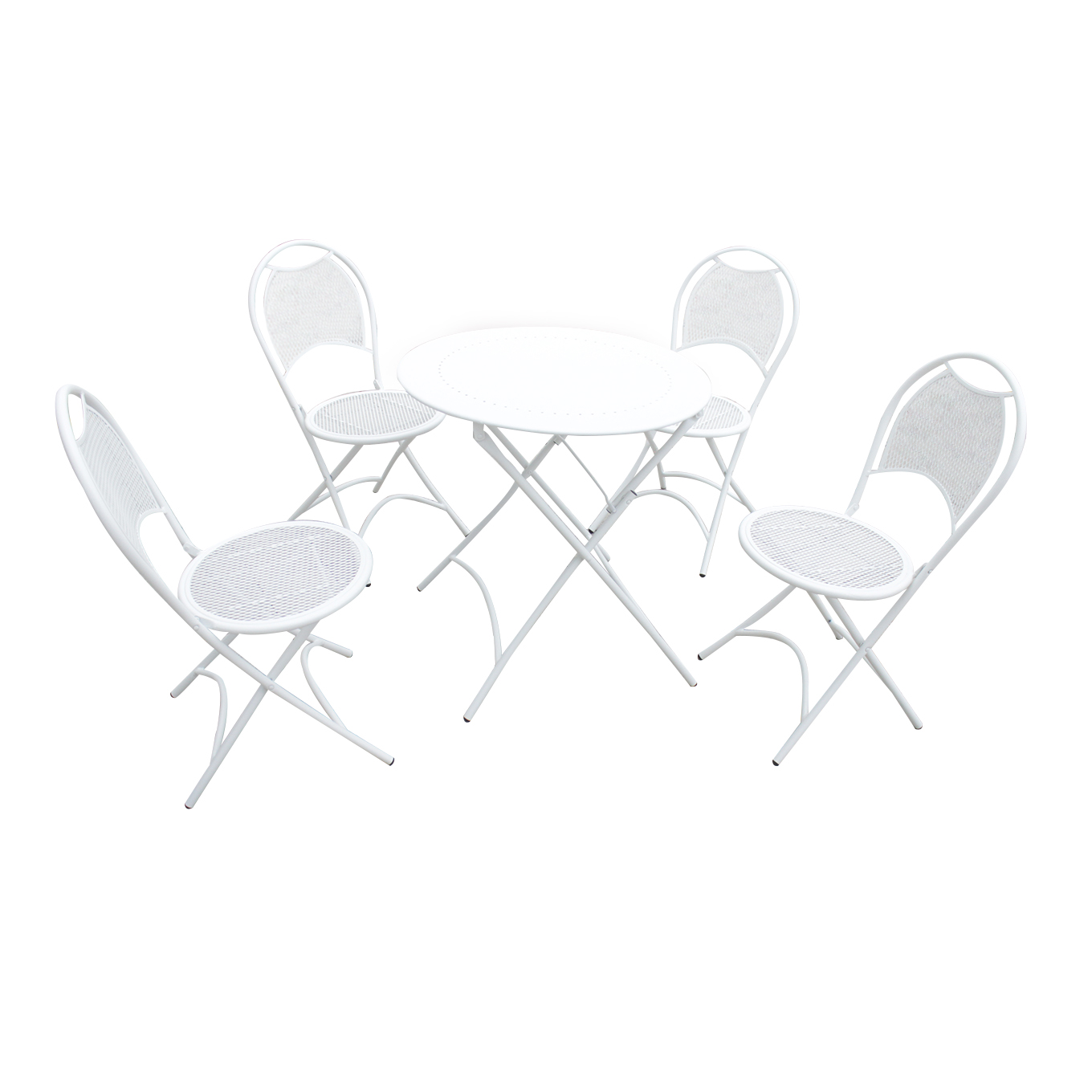 Juego para jardín mesa y 4 sillas plegables, blanco