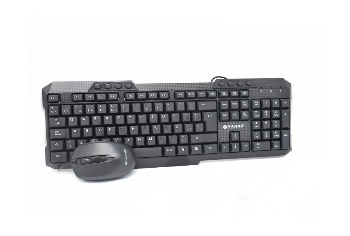 Kit Teclado y Mouse Estándar Negro Windows PC Lap USB Alambrico Interruptor NA-618 Membrana Oficina Casa