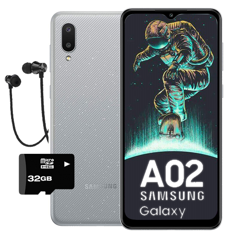 Celular Samsung Galaxy A02 64GB - Gris + Audifonos + Microsd 32gb