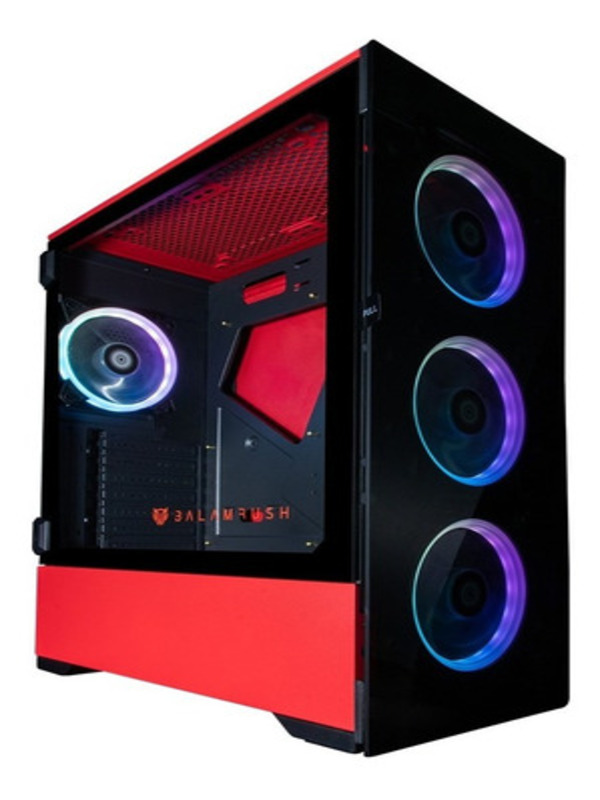 Gabinete Pc Gaming E-atx Thinos Balam Rush Rojo 4 Vent Rgb