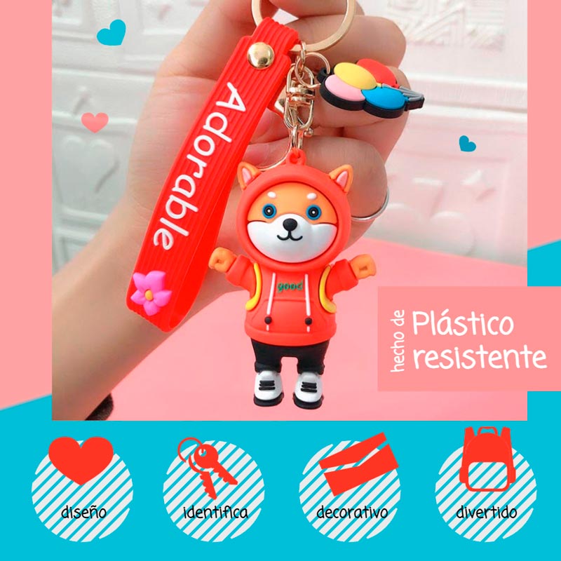 LLAVERO DE MODA COLGANTE KAWAII TIBURON, DRAGON , RANA , HAMSTER Y SHIBA