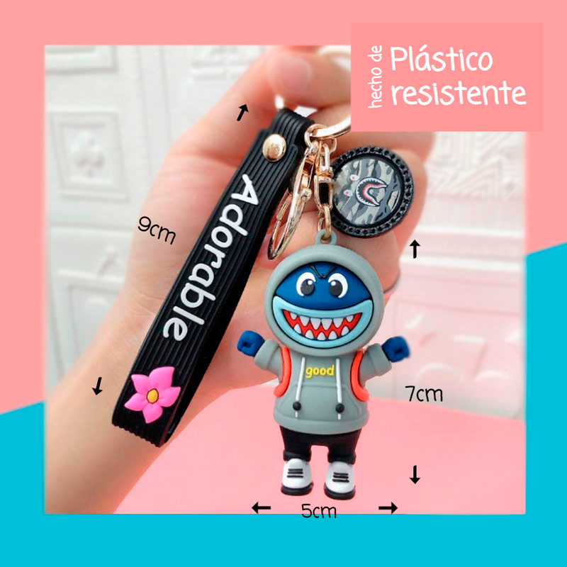 LLAVERO DE MODA COLGANTE KAWAII TIBURON, DRAGON , RANA , HAMSTER Y SHIBA