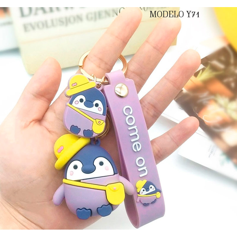 LLAVERO DE MODA COLGANTE KAWAII  PINGUINO, VAQUITA Y OSO