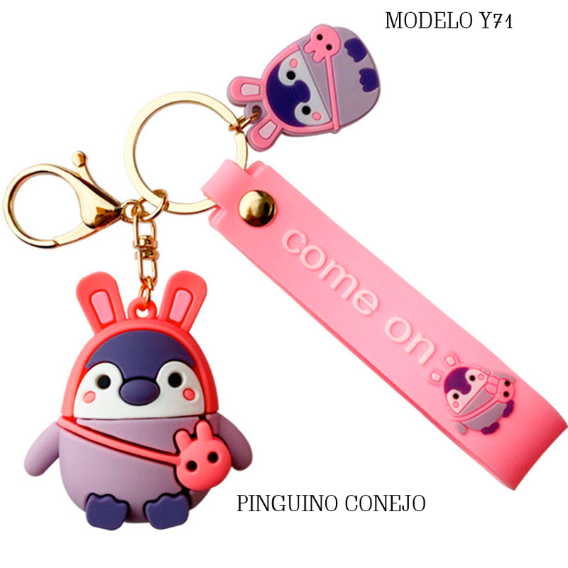 LLAVERO DE MODA COLGANTE KAWAII  PINGUINO, VAQUITA Y OSO