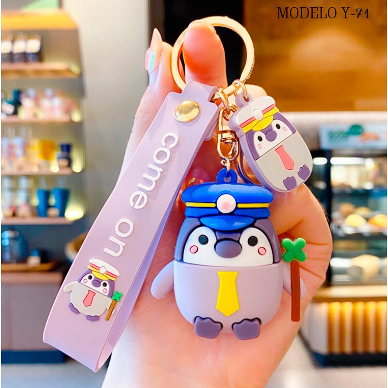 LLAVERO DE MODA COLGANTE KAWAII  PINGUINO, VAQUITA Y OSO