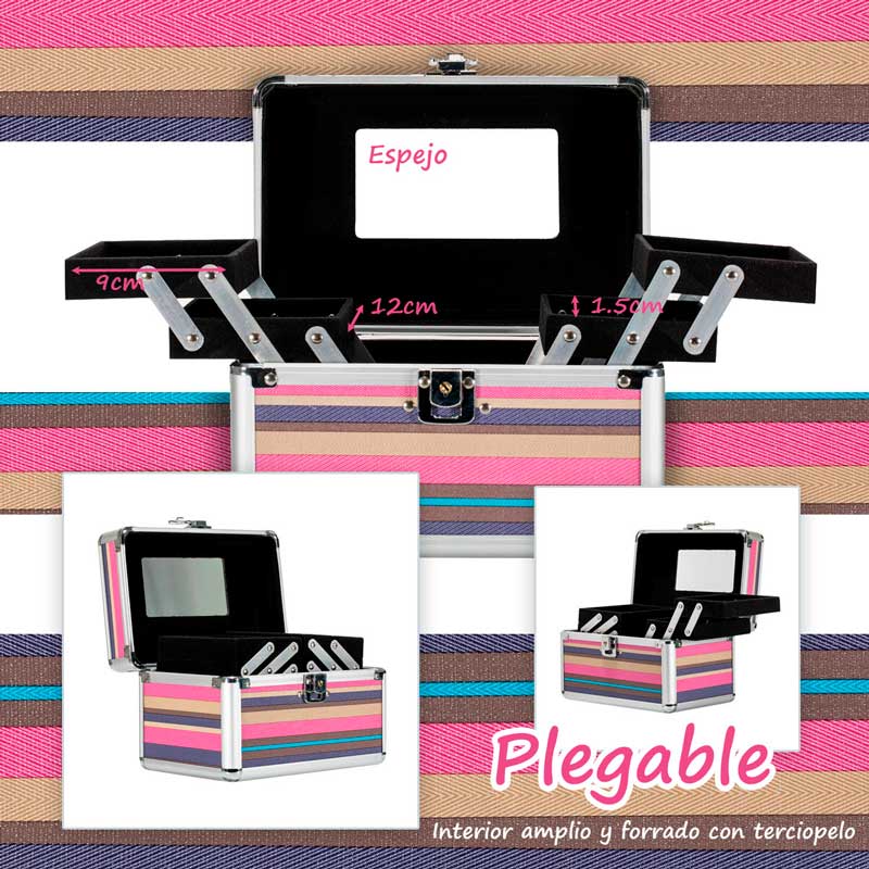 Neceser Cosmetiquera Organizador Estuche Tz183 Bolsa Viaje Maletin Colores 