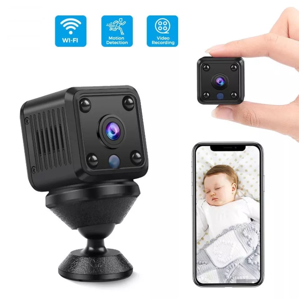 Mini cámara espía wifi, 1080p cámara de vigilancia para el hogar, Ph App,  Vis, conversación de dos vías, 32g SD incluido, cámara para mascotas,  Yanlieso