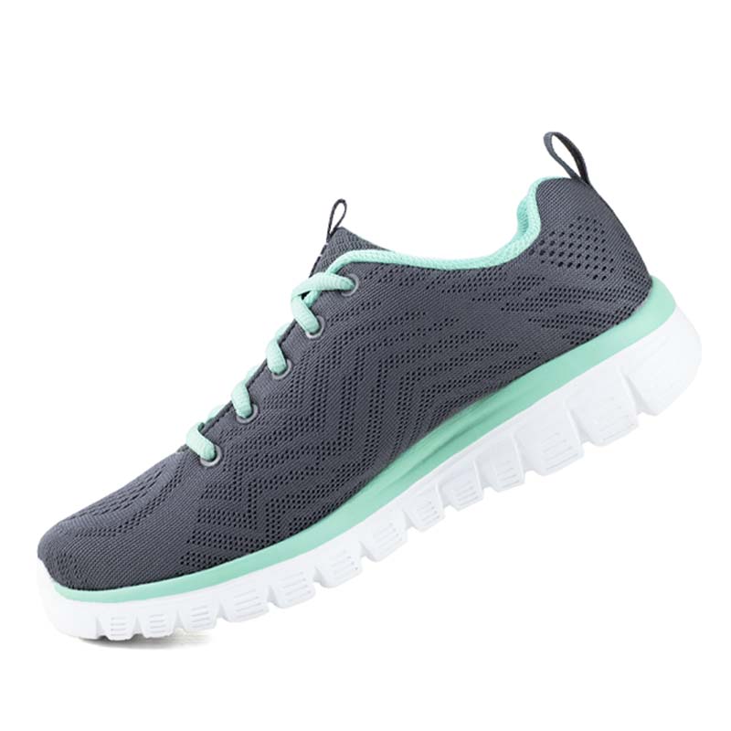 SKECHERS MEMORY FOAM TENIS SPORTS GRACEFUL 12615 GRIS AQUA