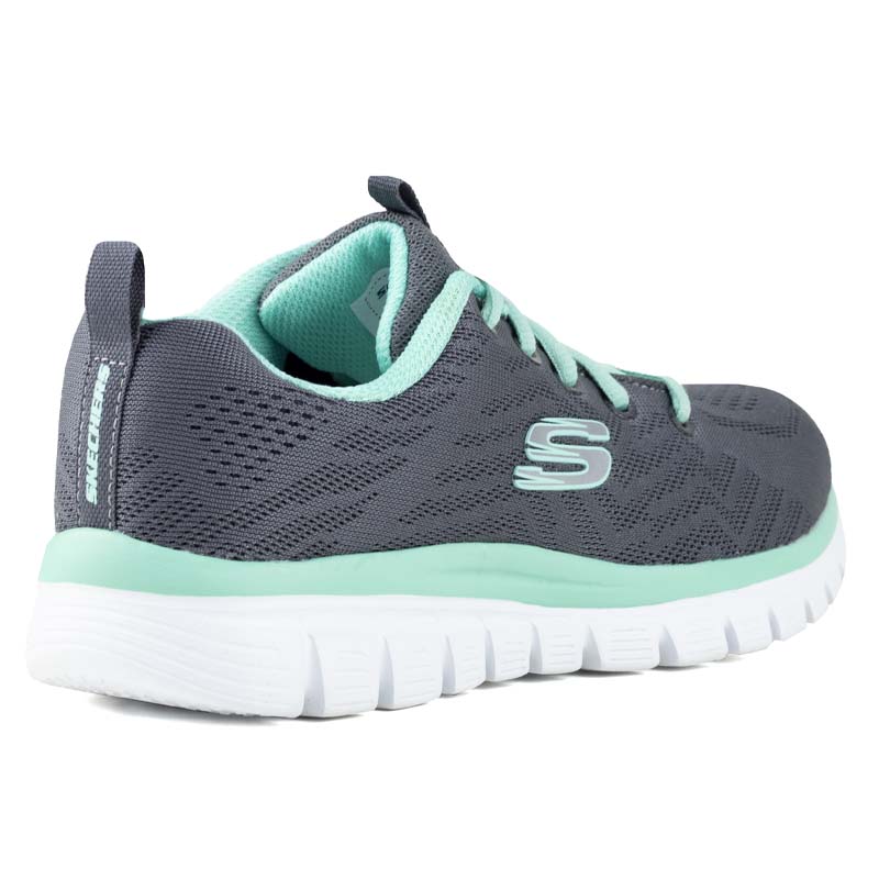 SKECHERS MEMORY FOAM TENIS SPORTS GRACEFUL 12615 GRIS AQUA