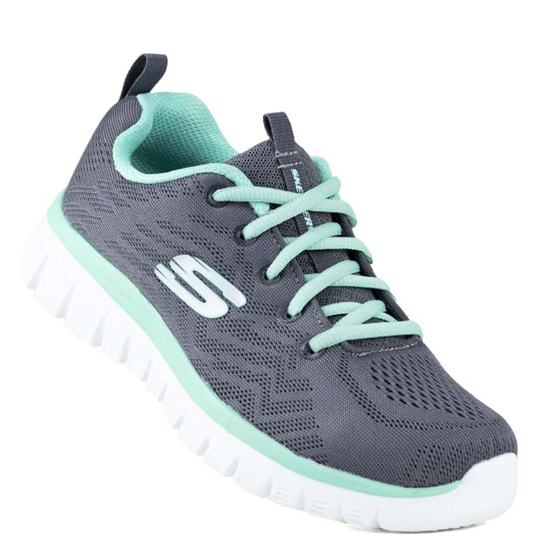 SKECHERS MEMORY FOAM TENIS SPORTS GRACEFUL 12615 GRIS AQUA