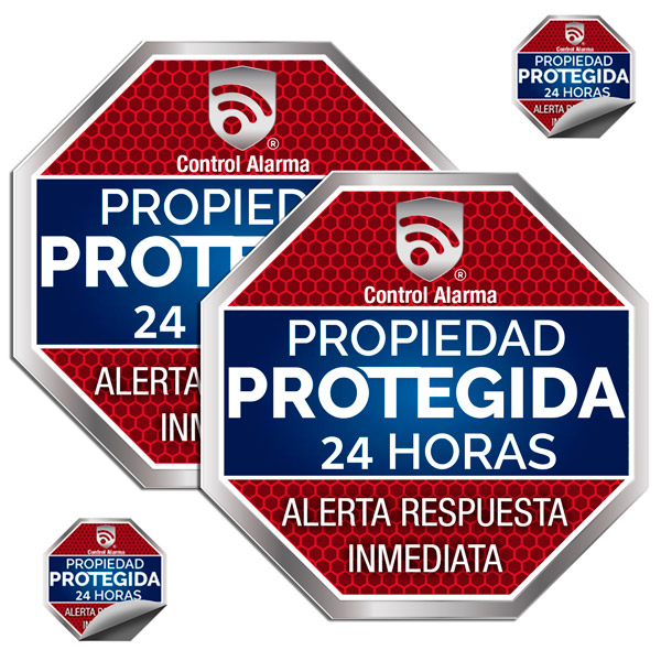 Kit 2 Letreros Advertencia Casa Seguridad 2 Calca Stickers Tipo Placa Proteccion Vigilancia Alarma Alerta 