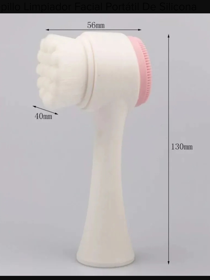 Cepillo Limpieza Facial Exfoliante Doble Cara Manual Masaje color rosa