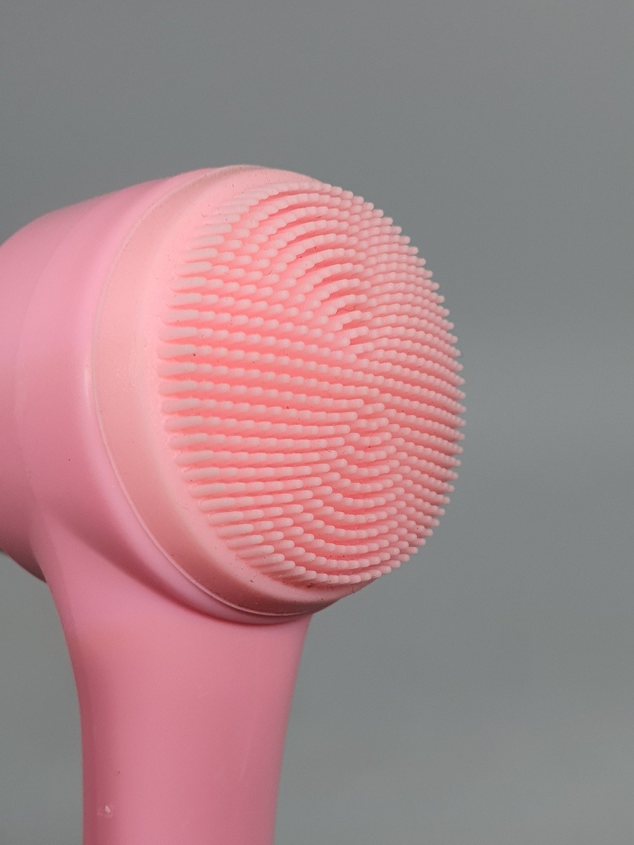 Cepillo Limpieza Facial Exfoliante Doble Cara Manual Masaje color rosa