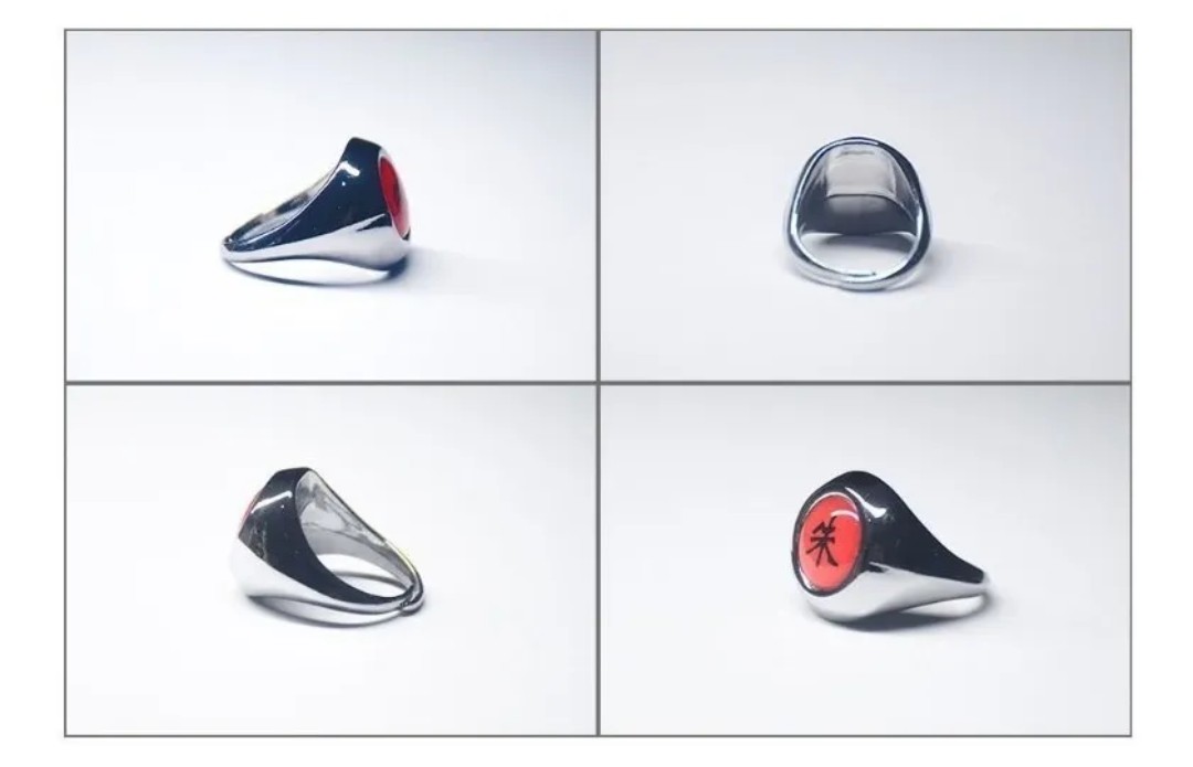 Anillo de Itachi Akatsuki Naruto Metalico Unisex Anime Moda