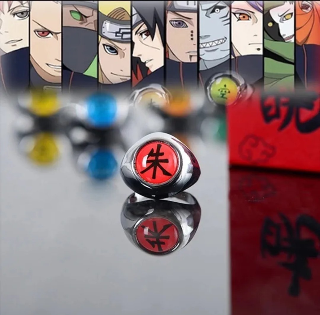 Anillo de Itachi Akatsuki Naruto Metalico Unisex Anime Moda