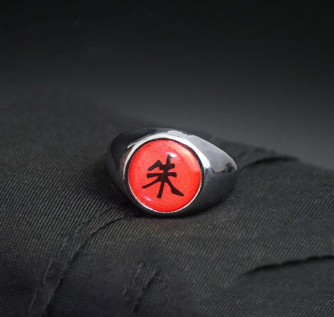 Anillo de Itachi Akatsuki Naruto Metalico Unisex Anime Moda