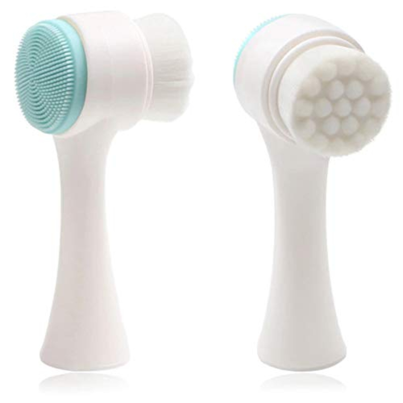 Cepillo Limpieza Facial Exfoliante Doble Cara Manual Masaje color menta