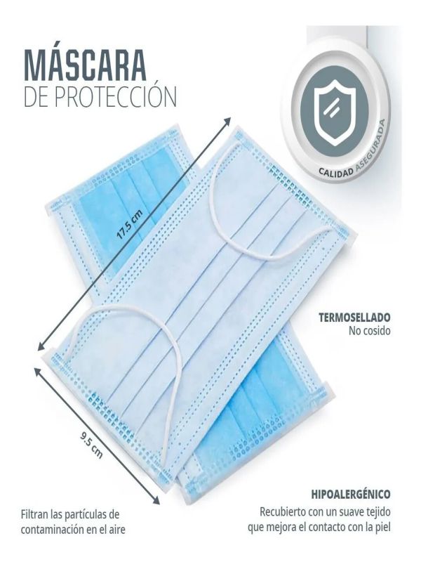 Cubrebocas 50 Piezas Tapabocas Plisado Tricapa Termosellado