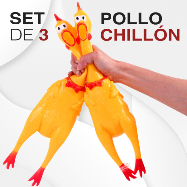 Set 3 Pollo Chillon Sonido Hule Apachurrable Broma F-173