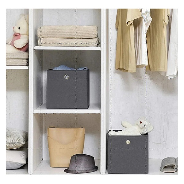 Set 2 Cajas Organizador Para Ropa, Objetos, Closet, Almacena, Gris Rayas