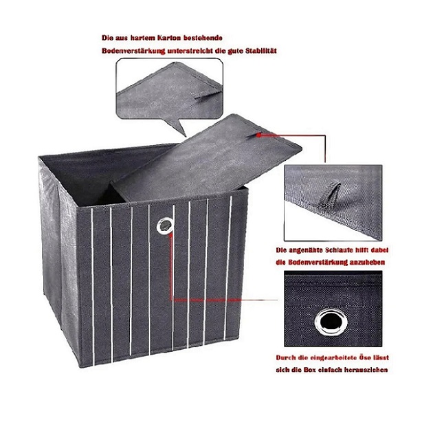 Set 2 Cajas Organizador Para Ropa, Objetos, Closet, Almacena, Gris Rayas