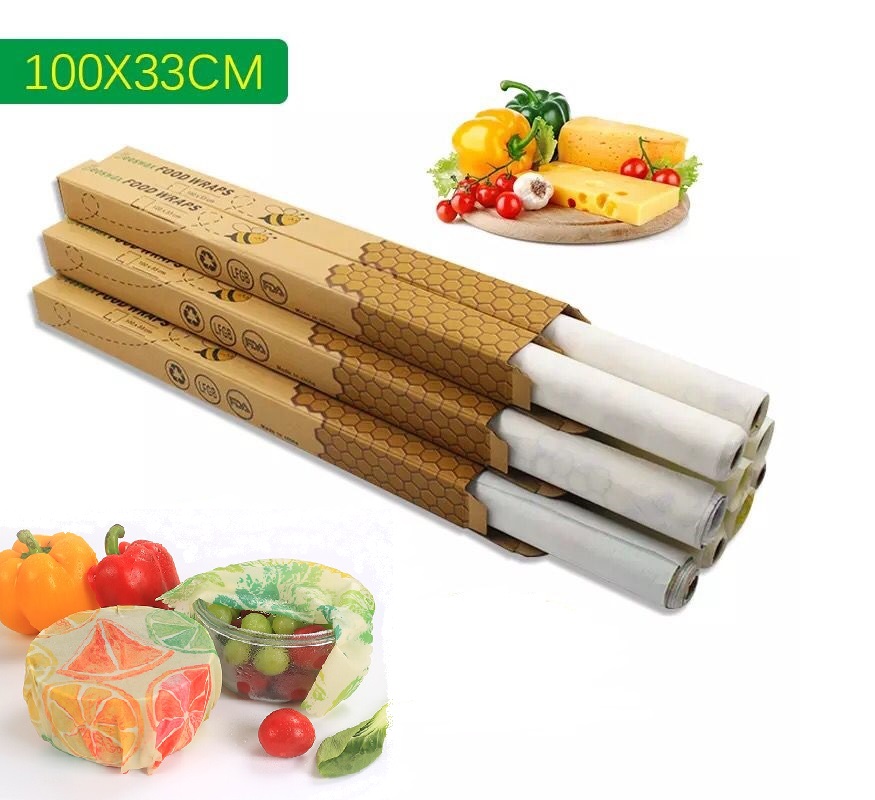 Muelle14 - Rollo de papel encerado de cera de abeja orgánica para envolver alimentos