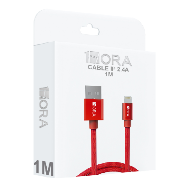 Cable iPhone 5-14 1M 1 Hora 2.4A Rojo Caja Lightning