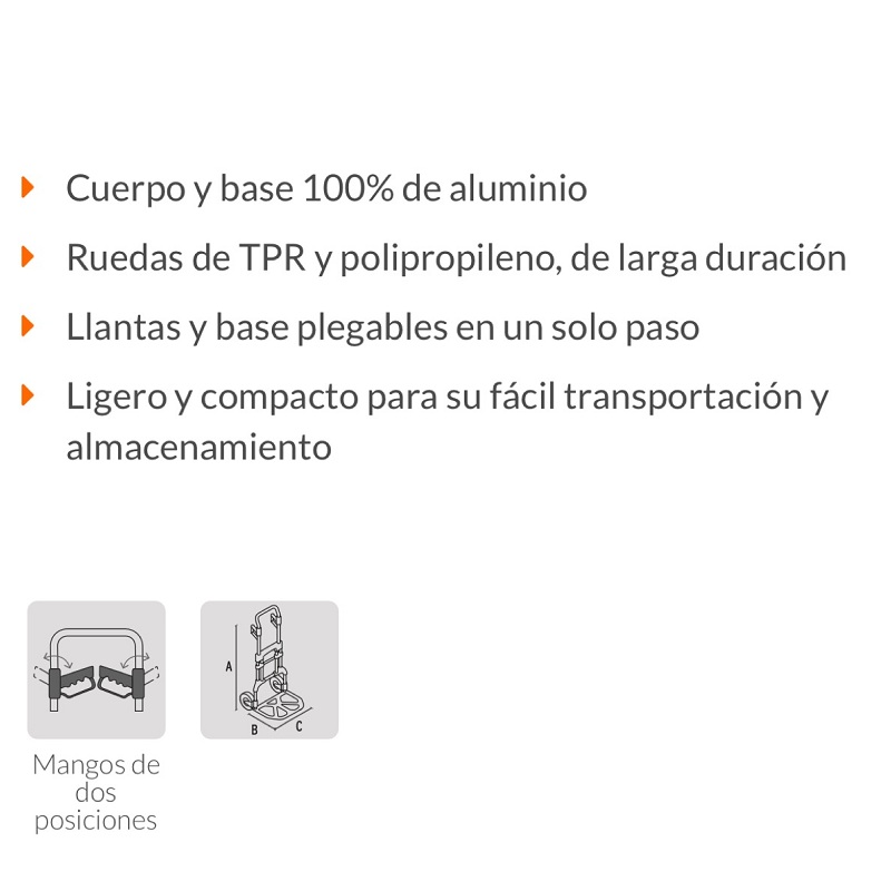 Diablo de Carga Plegable de Aluminio Premium para Cajas -Abarrotes hasta 200 kg Truper DIA-200AX