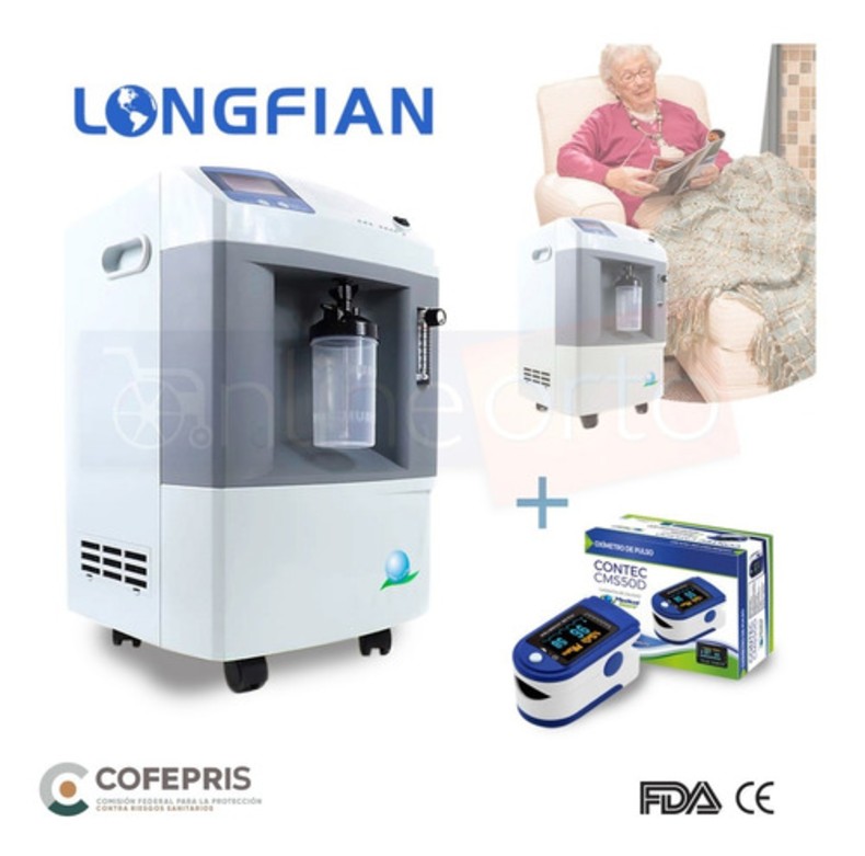 Concentrador De Oxigeno 10 Litros Longfian + Oximetro