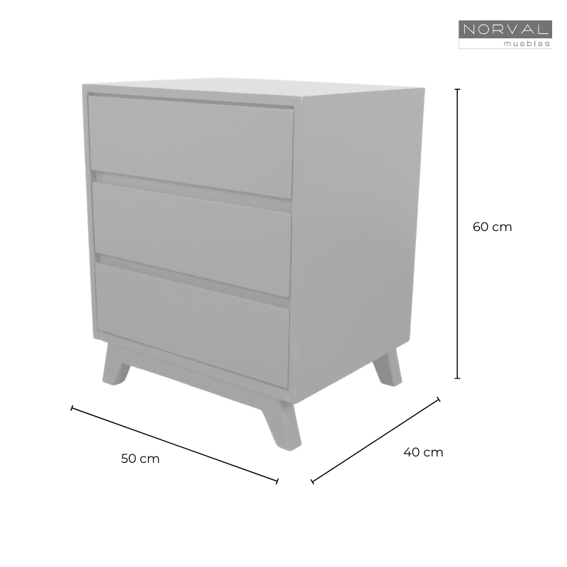 Buros Modernos Mesa Lateral de Servicio con 3 Cajones Nórdico Minimalista Nogal con Blanco NORVAL