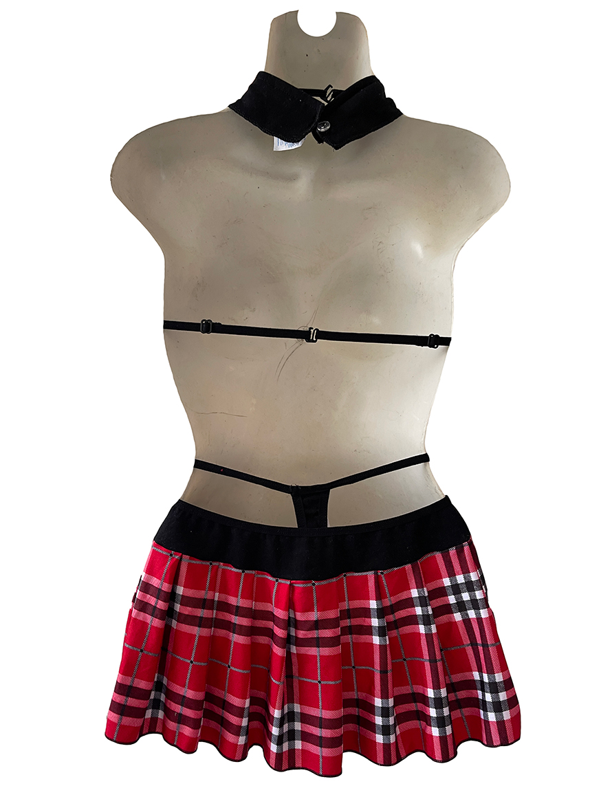 Baby Doll Mujer Sexy Disfraz Colegiala Sensual y Divertido Estampado Tipo Escoces 814