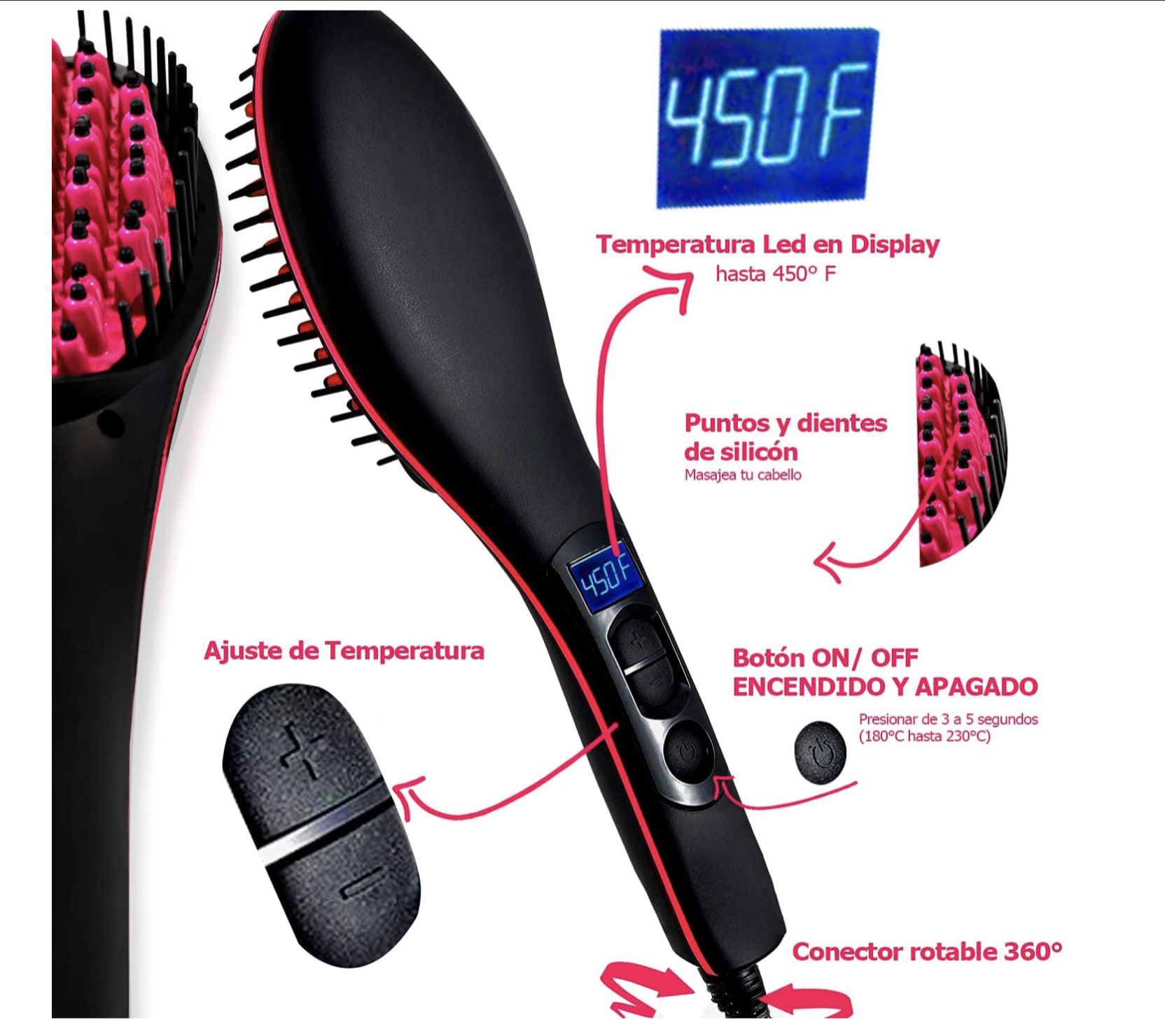 Cepillo Electrico Alaciador Para Cabello