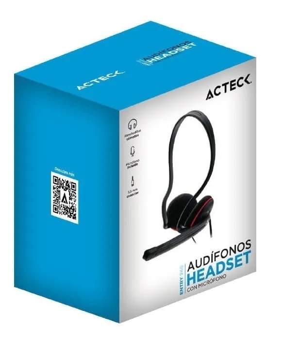 Audífonos Headset Con Micrófono A10 Alámbrico Acteck Negro