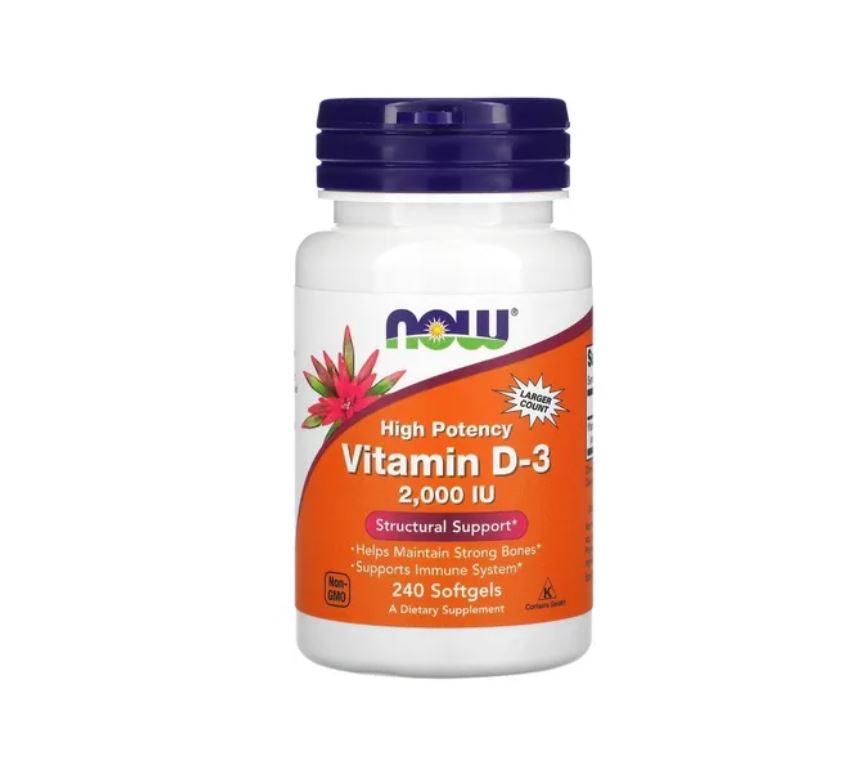 Vitamina D3 Now Foods (2000IU) con 120 softgels Sistema Inmune y Apoyo Huesos D-3