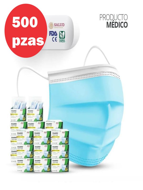 CUBREBOCAS TRICAPA TERMOSELLADO 500 PZAS 