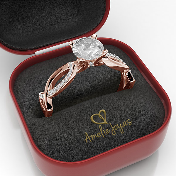 Anillo de compromiso en Oro Rosa de 14K Amelie Joyas