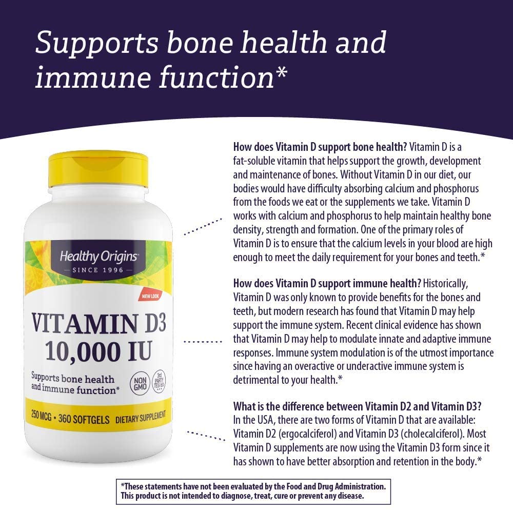 Vitamina D3 de Healthy Origins 10,000 UI