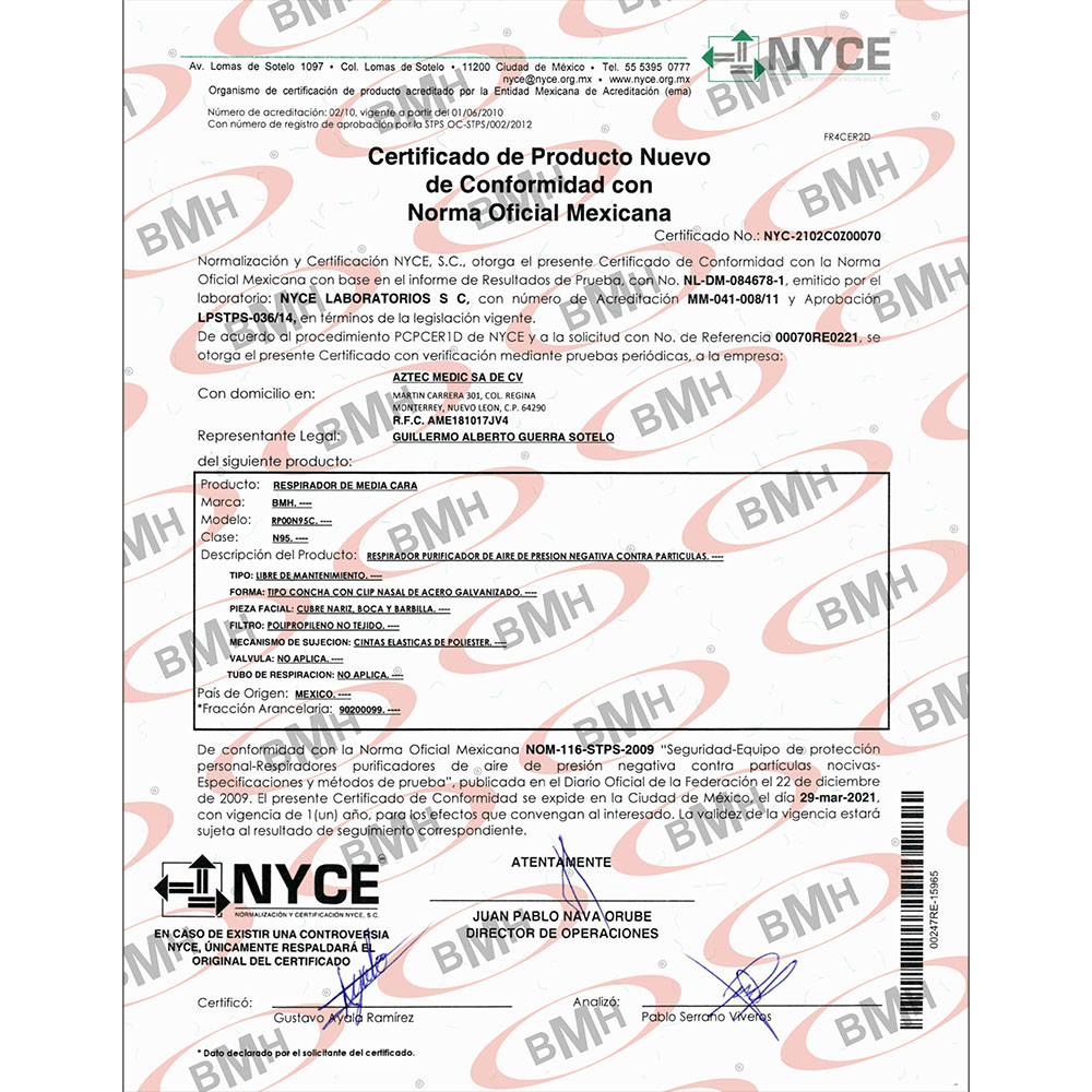 Cubrebocas Con Filtro N95 tipo Concha Antiviral 1pza Certificado Grado Médico