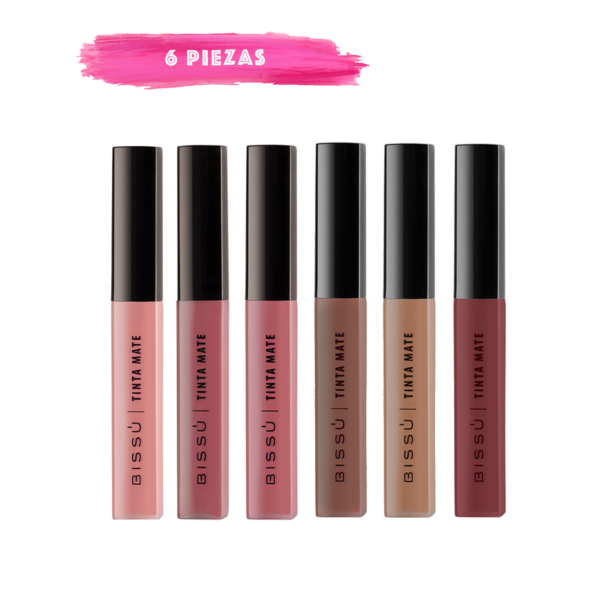 Set Tintas De Labios Mate Bissu Tonos NUDE 6 Piezas