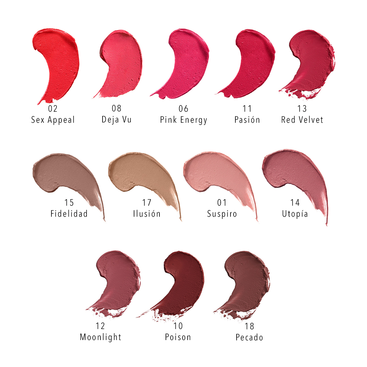 Set Tinta de Labios Mate Bissu Tonos Básicos 12 piezas