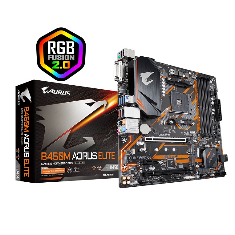 TARJETA MADRE GIGABYTE B450M AORUS ELITE AMD RYZEN DDR4, AM4, HDMI/DVI