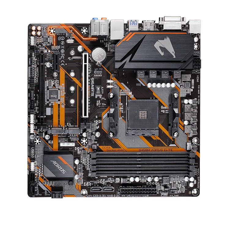 TARJETA MADRE GIGABYTE B450M AORUS ELITE AMD RYZEN DDR4, AM4, HDMI/DVI