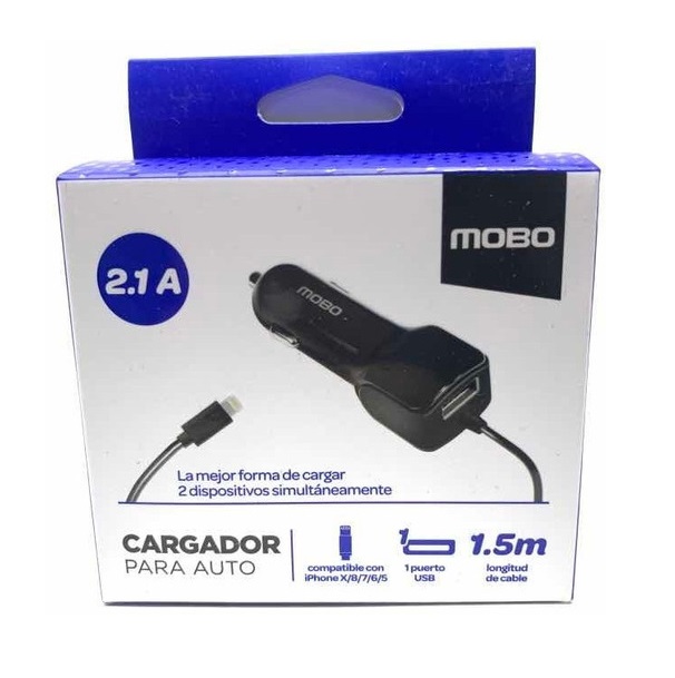 Cargador iPhone 5-14 Lightning Mobo Para Auto