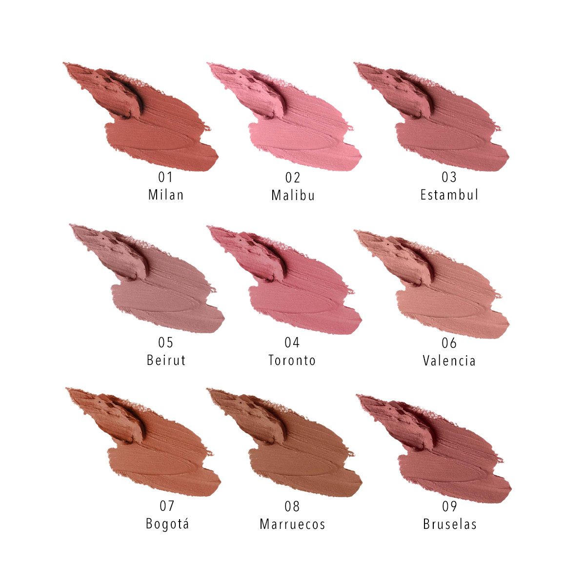 Set Labiales Mate Bissu (Kit 9 piezas tonos NUDE)