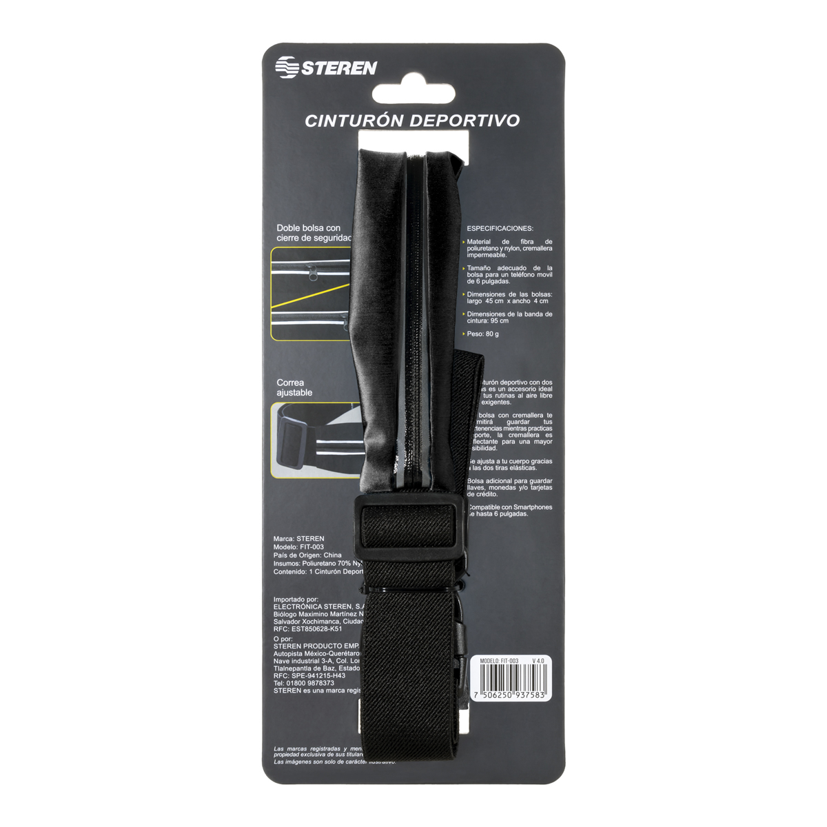 Cinturón bolsillo para celular Negro