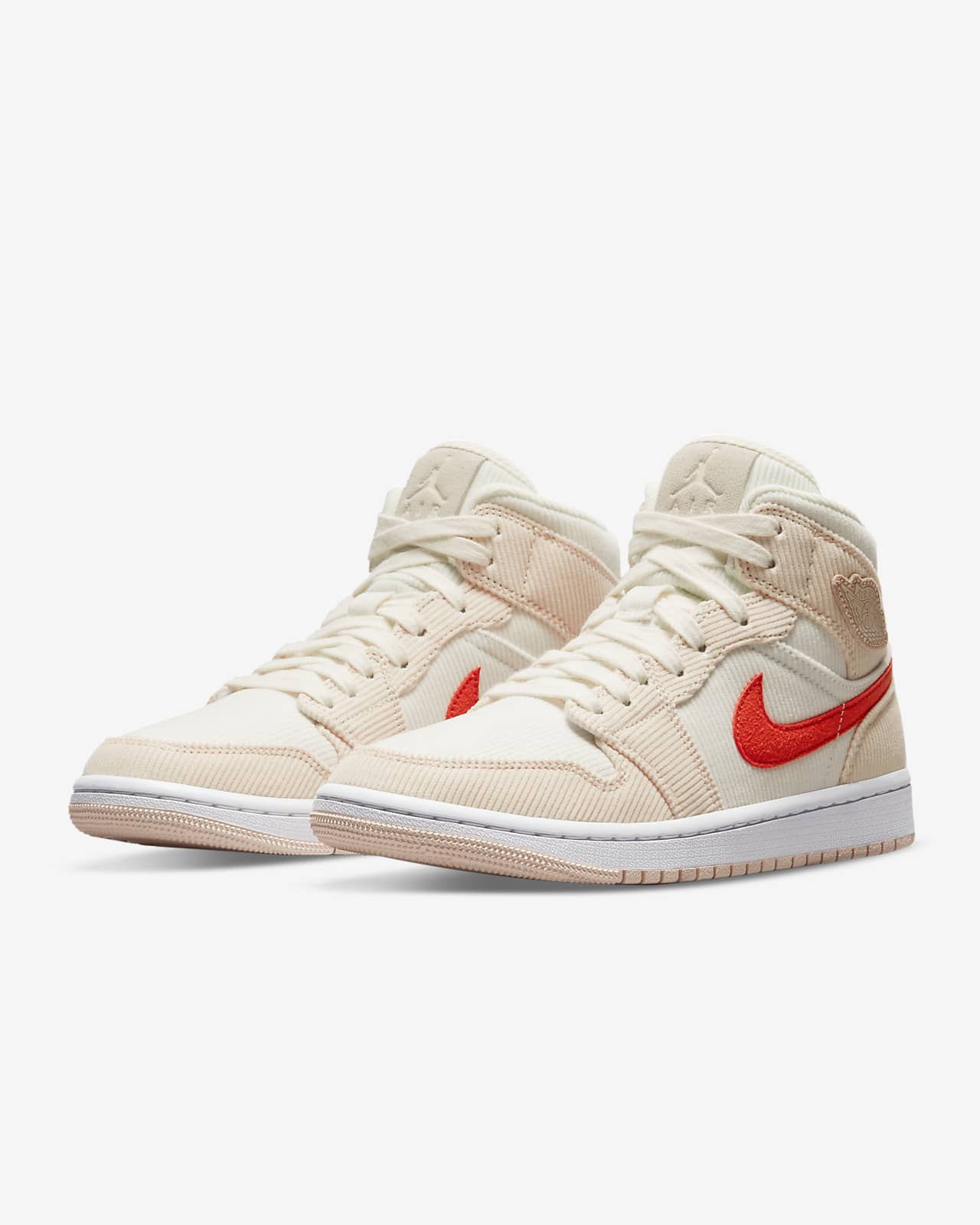 TENIS AIR JORDAN 1 MID SE CORDUROY CORAL CON NARANJA (DA8009-108)