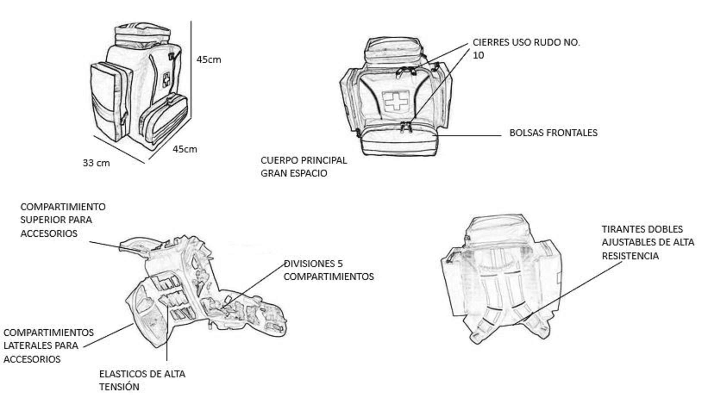 Botiquín Trauma Backpck L-1 Equipado