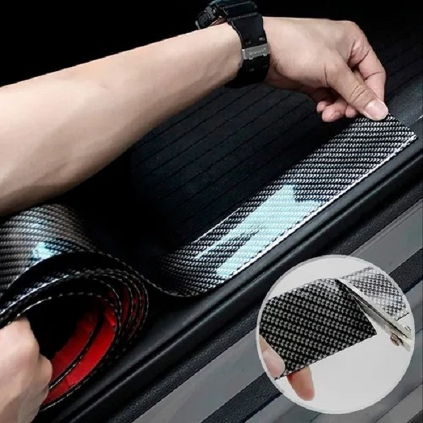 Cinta Antiderrapante Auto Apariencia Fibra Carbón 2 Piezas